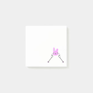 Skihasen mit Skistöcken Post-it Klebezettel