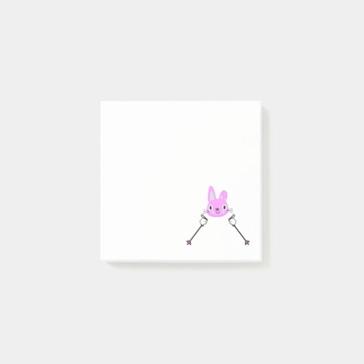 Skihasen mit Skistöcken Post-it Klebezettel (Vorderseite)
