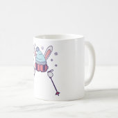 Skihasen mit Skistöcken Skikappe Kaffeetasse (VorderseiteRechts)