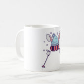 Skihasen mit Skistöcken Skikappe Kaffeetasse (Vorderseite Links)