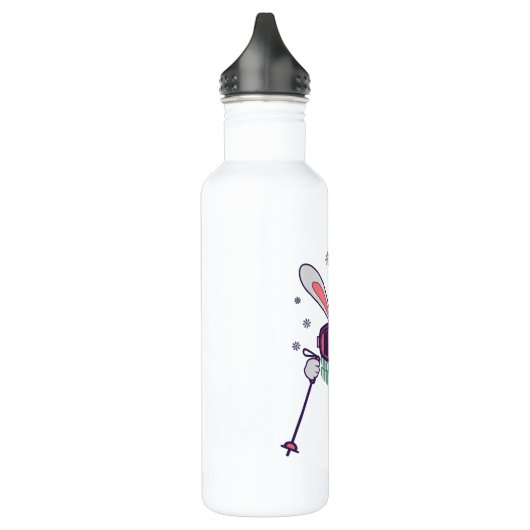 Skihasen mit Skistöcken und Schal Edelstahlflasche (Links)