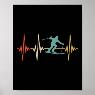 Skiheartbeat Retro Vintages Cooles Design für Ski Poster