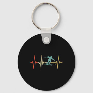 Skiheartbeat Retro Vintages Cooles Design für Ski Schlüsselanhänger