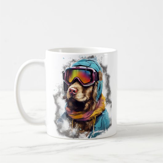 Skihund in Skibrille 2 Kaffeetasse (Links)