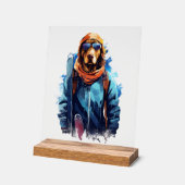 Skihund in Skibrille  5 Acrylschild (Winkel)