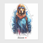 Skihund in Skibrille  5 Aufkleber (Blatt)