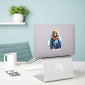 Skihund in Skibrille  5 Aufkleber (Laptop auf Schreibtisch)