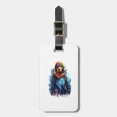 Skihund in Skibrille 5 Gepäckanhänger (Vorderseite vertikal)