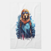 Skihund in Skibrille  5 Geschirrtuch (Vertikal)