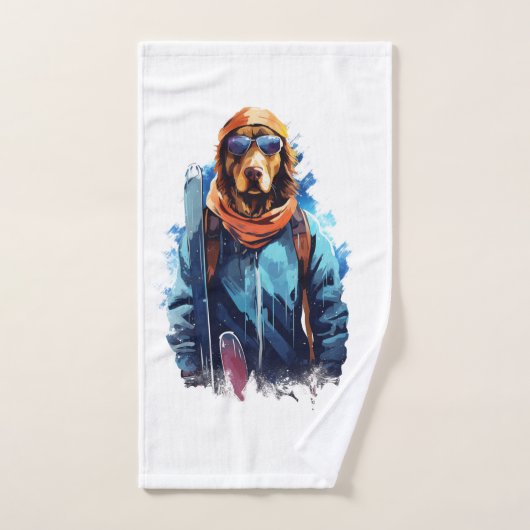 Skihund in Skibrille  5 Handtuch (Handtuch)