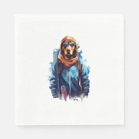 Skihund in Skibrille 5 Serviette (Vorderseite)
