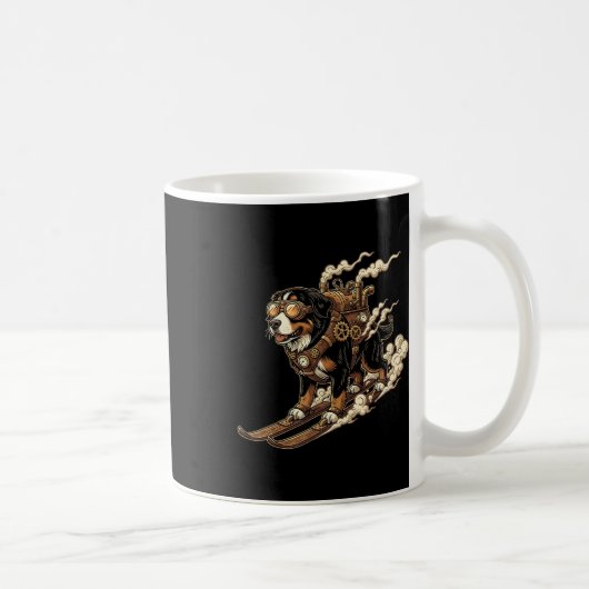 Skihund mit Jetpack und Schutzbrille Dampfkraft Kaffeetasse (Rechts)