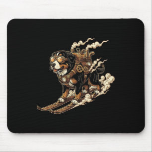 Skihund mit Jetpack und Schutzbrille Dampfkraft Mousepad