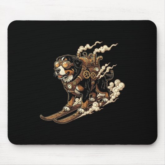 Skihund mit Jetpack und Schutzbrille Dampfkraft Mousepad (Vorne)