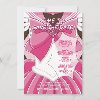 [SKIII] Rosa Magical Girl Geburtstagseinladung Einladung