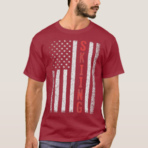 Skiing American Flag 4. Juli Cooler Skifahrer T-Shirt