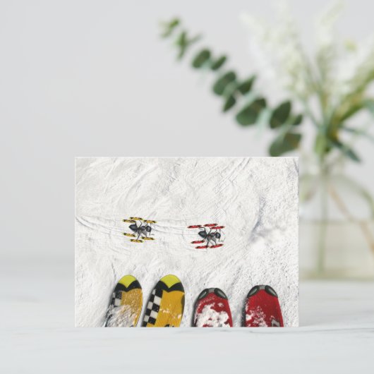 Skiing Amts Postkarte (Stehend Vorderseite)