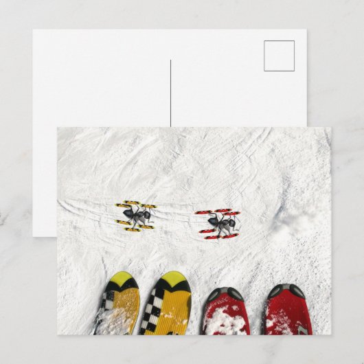 Skiing Amts Postkarte (Vorne/Hinten)