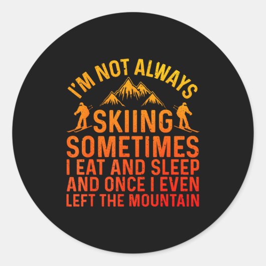 Skiing Art For Men Women Kids Winter Srt Ski Lover Runder Aufkleber (Vorderseite)