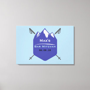SKIING Bar Bat Mitzvah Memory Sign-In-Board Leinwanddruck