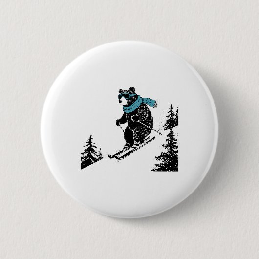 Skiing Bear, Funny Wintersports, Dad Ski Slope, Fu Button (Vorderseite)
