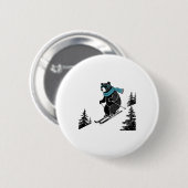 Skiing Bear, Funny Wintersports, Dad Ski Slope, Fu Button (Vorne & Hinten)
