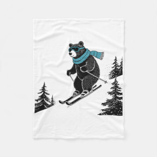 Skiing Bear, Funny Wintersports, Dad Ski Slope, Fu Fleecedecke