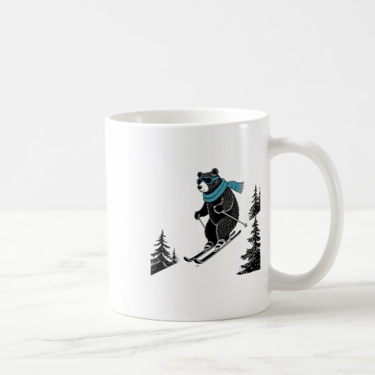 Skiing Bear, Funny Wintersports, Dad Ski Slope, Fu Kaffeetasse (Rechts)