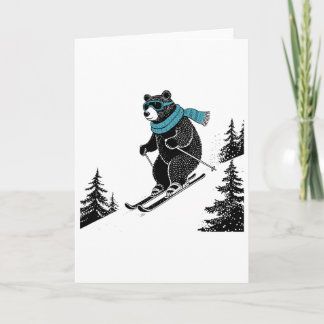 Skiing Bear, Funny Wintersports, Dad Ski Slope, Fu Karte