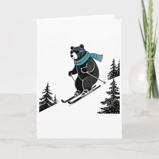 Skiing Bear, Funny Wintersports, Dad Ski Slope, Fu Karte (Vorderseite)