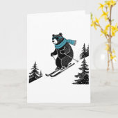 Skiing Bear, Funny Wintersports, Dad Ski Slope, Fu Karte (Gelbe Blume)