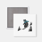 Skiing Bear, Funny Wintersports, Dad Ski Slope, Fu Magnet (Vorderseite/Rückseite)