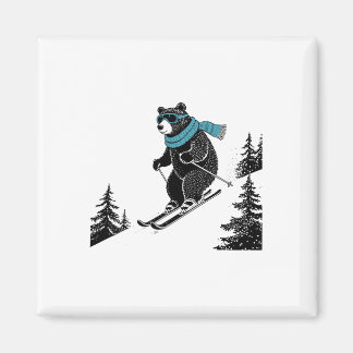 Skiing Bear, Funny Wintersports, Dad Ski Slope, Fu Magnet