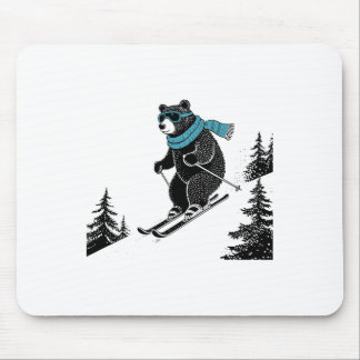 Skiing Bear, Funny Wintersports, Dad Ski Slope, Fu Mousepad