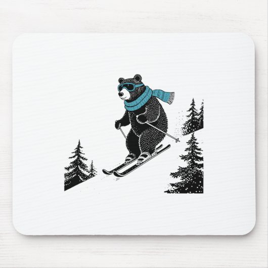 Skiing Bear, Funny Wintersports, Dad Ski Slope, Fu Mousepad (Vorne)