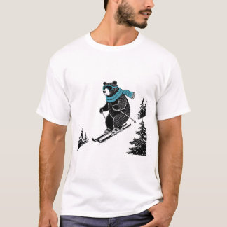 Skiing Bear, Funny Wintersports, Dad Ski Slope, Fu T-Shirt
