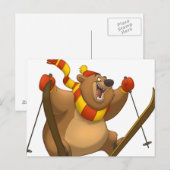 Skiing Bear Postkarten (Vorne/Hinten)
