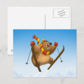Skiing Bear Postkarten (Vorne/Hinten)