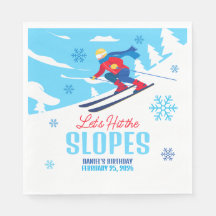 Skiing Birthday Lasst uns die Pisten von Napkins t