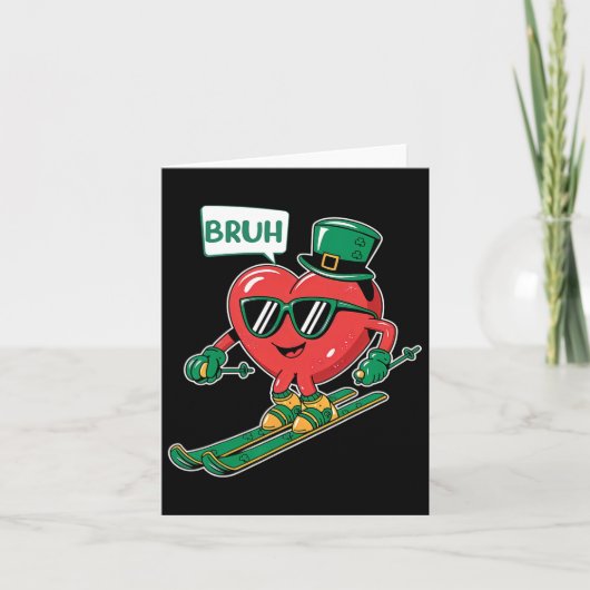 Skiing Bruh Valentine Heart Patrick Kleeblatt Iris Karte (Vorderseite)