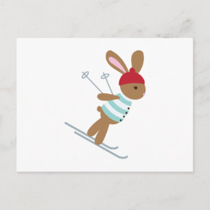 Skiing Bunny Postkarte