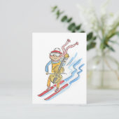 Skiing Cellist Postkarte (Stehend Vorderseite)