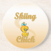 Skiing Chick Getränkeuntersetzer (Vorne)