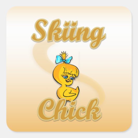 Skiing Chick Quadratischer Aufkleber (Vorderseite)