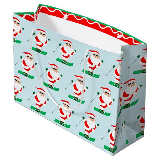 Skiing Christmas Holiday Große Geschenktüte (Rückseite Schrägansicht)