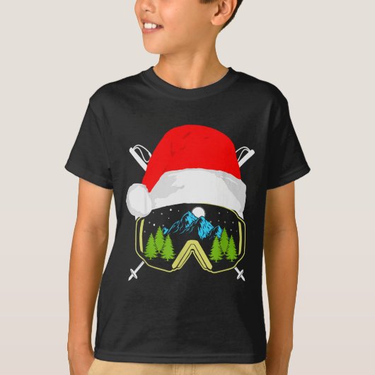 Skiing Christmas Santa Apparel For Men Kids Snowbo T-Shirt (Vorderseite)