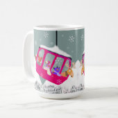 Skiing Cute Animal Friends in Gondola Mug Kaffeetasse (Vorderseite Links)