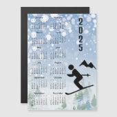 Skiing Design 2025 Kalender Magnetkarte (Vorne/Hinten)