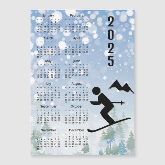 Skiing Design 2025 Kalender Magnetkarte (Vorderseite)