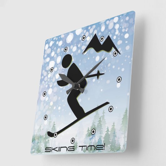 Skiing Design Wall Clock Quadratische Wanduhr (Winkel)